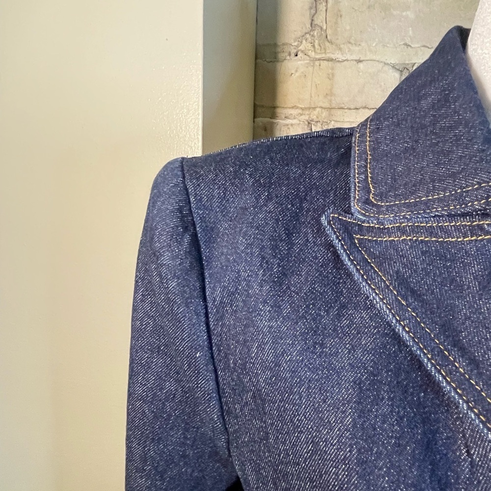 AVEC LES FILLES Tailored Double-Breasted Maxi, Denim Trench Coat, Sz. XS - Picture 6 of 16